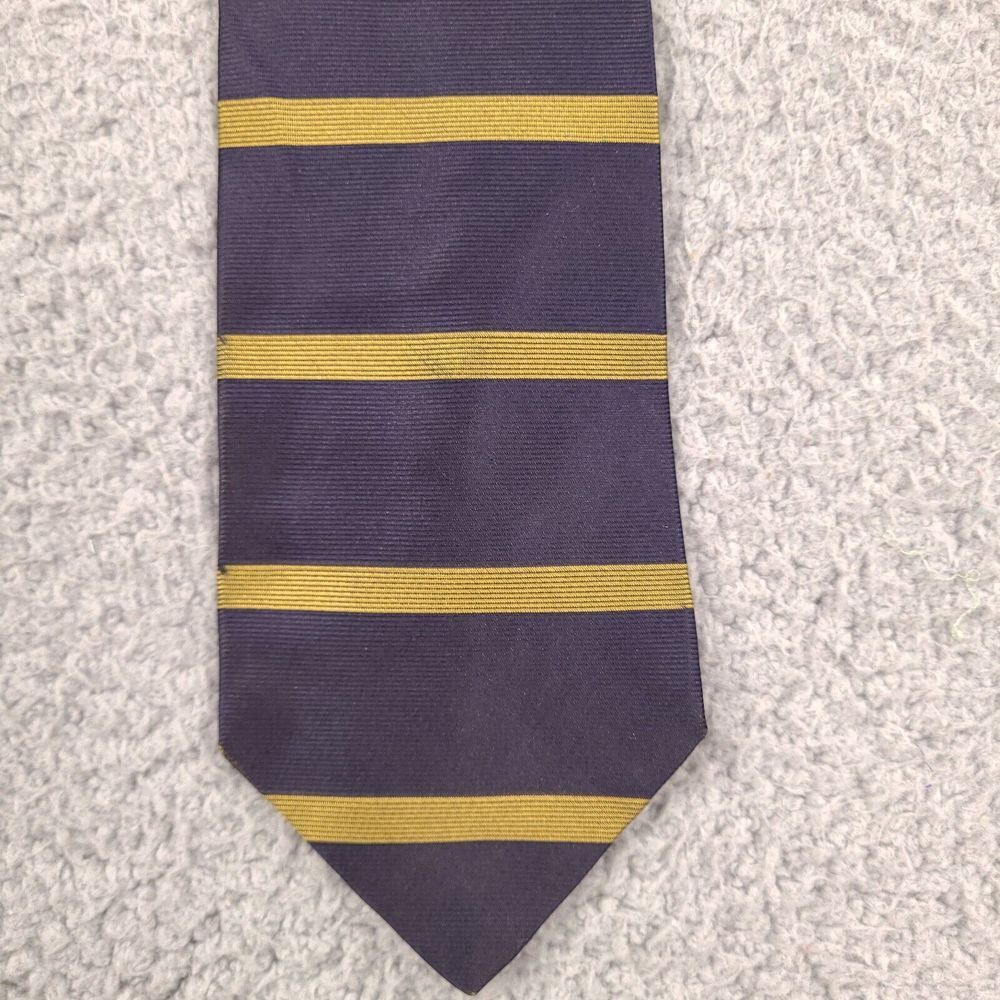 Villa Bugatti Tie Necktie Mens Blue Gold Striped‎ Italian Silk Made In USA